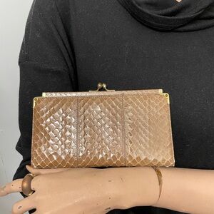 Judith Leiber Vintage Brown Snakeskin Wallet